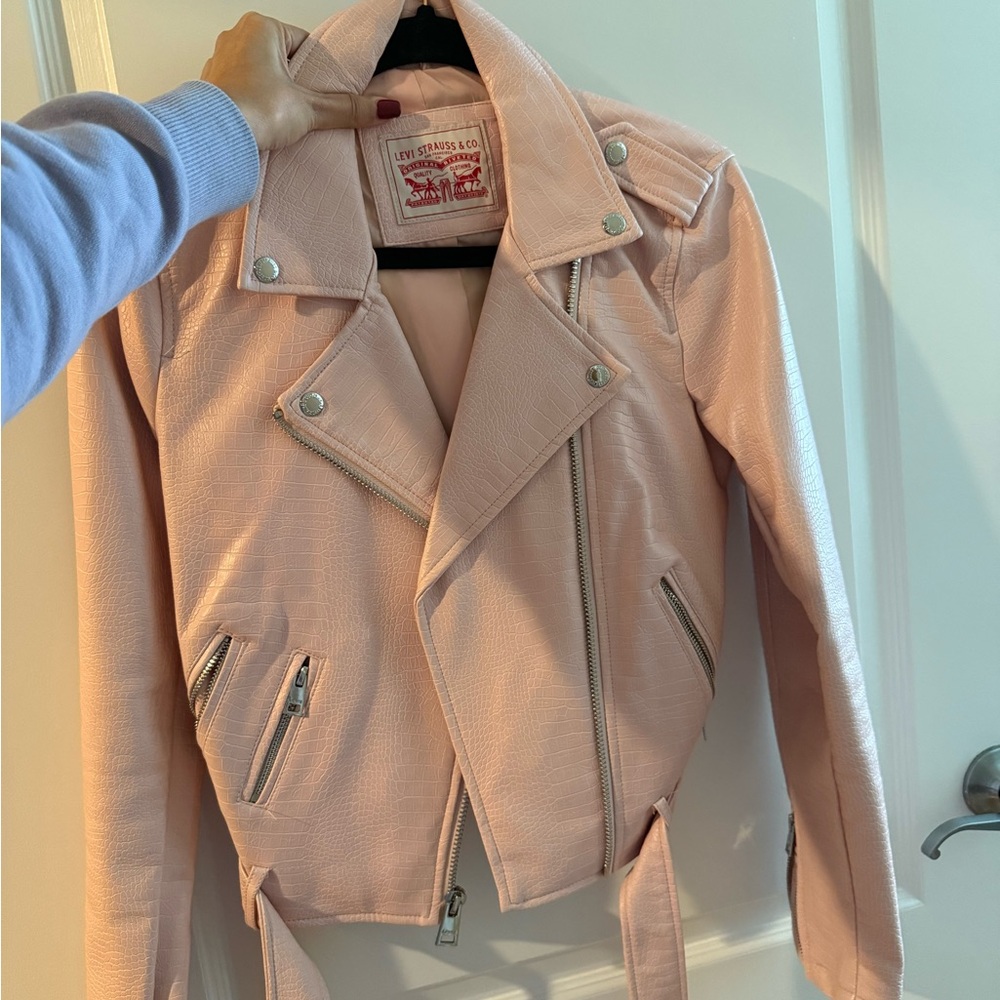 Levi's Light Pink Leather Moto Jacket
